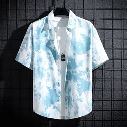 New men's short-sleeved printed shirt men and women casual beach clothes personality thin couple tops