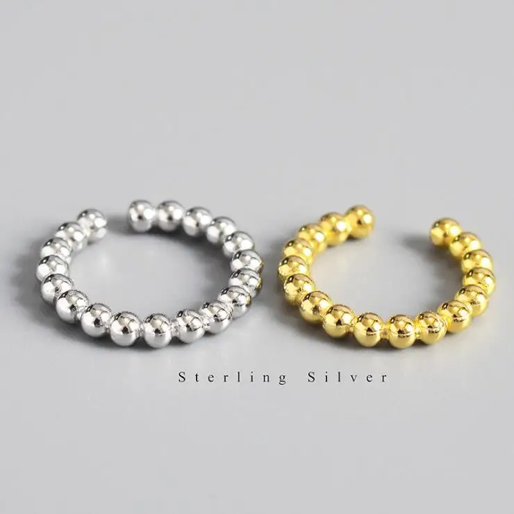 

New Simple Small Fresh Light Bead Female 925 Sterling Silver Jewelry Personality Sweet Round Bead Popular Opening Rings TYB465