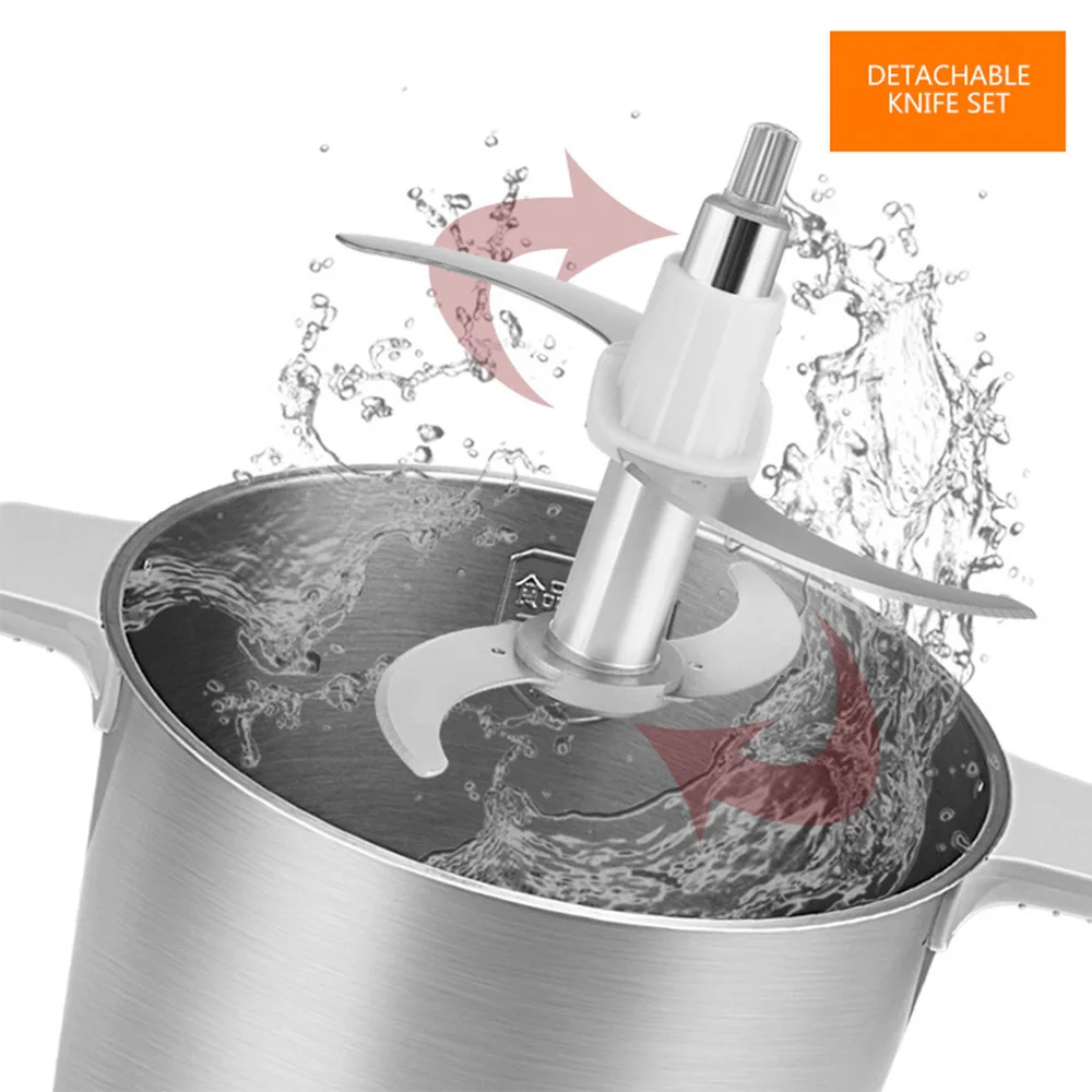 Moedor de carne elétrico de aço inoxidável, triturador de vegetais em grande escala, misturador de alimentos, máquina multifuncional