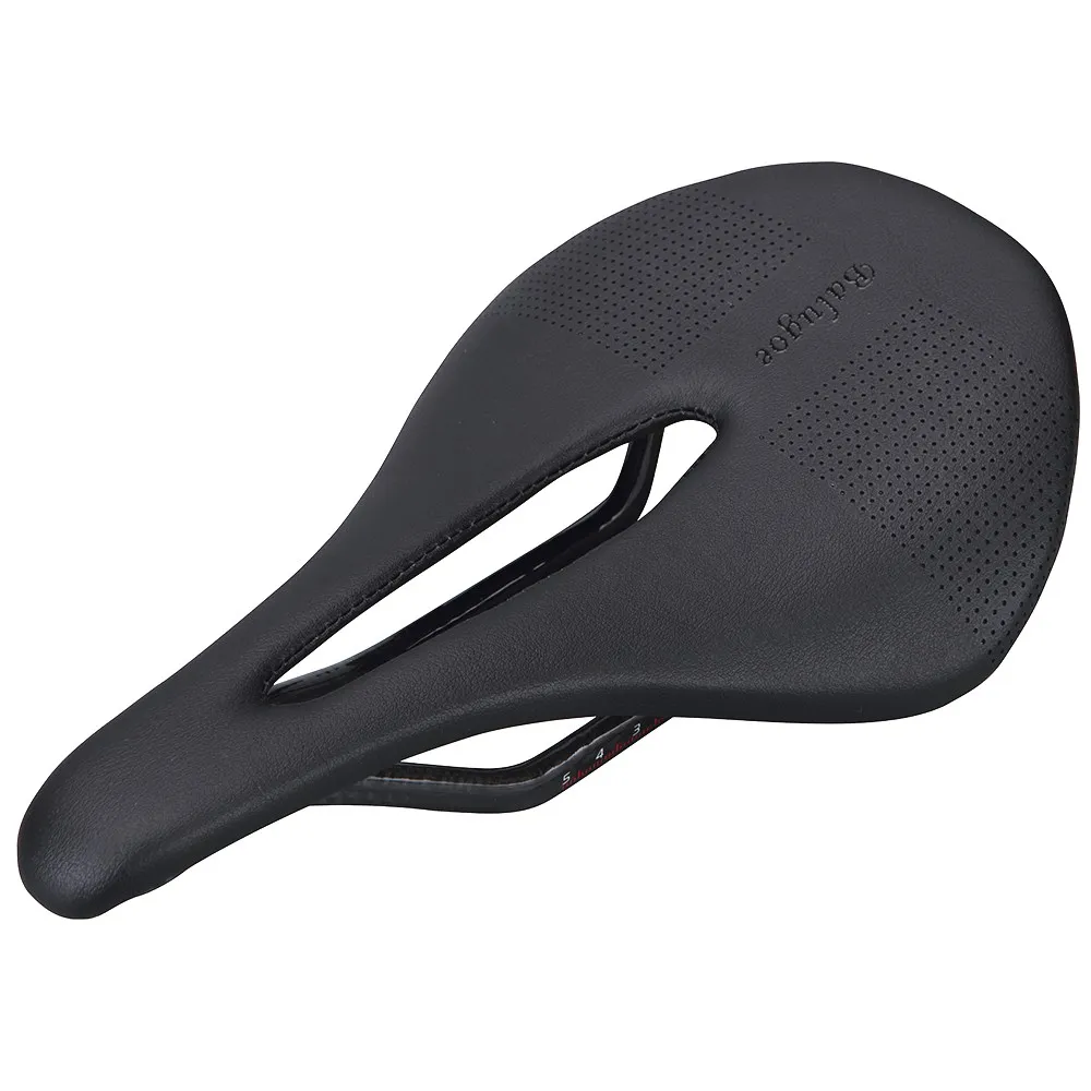 The New BALUGOE Carbon+Leather Road Bike Saddle MTB Bicycle Saddles Mountain Bike Racing Saddle PU Breathable Soft Seat Cushion