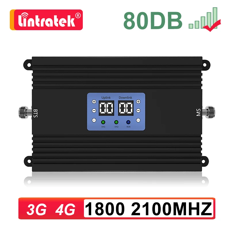 Lintratek 80DB 3g 4g усилитель сигнала GSM 1800 2100 двухдиапазонный сотовый Усилитель DCS WCDMA 1800mhz lte смартфон 4g повторитель MGC