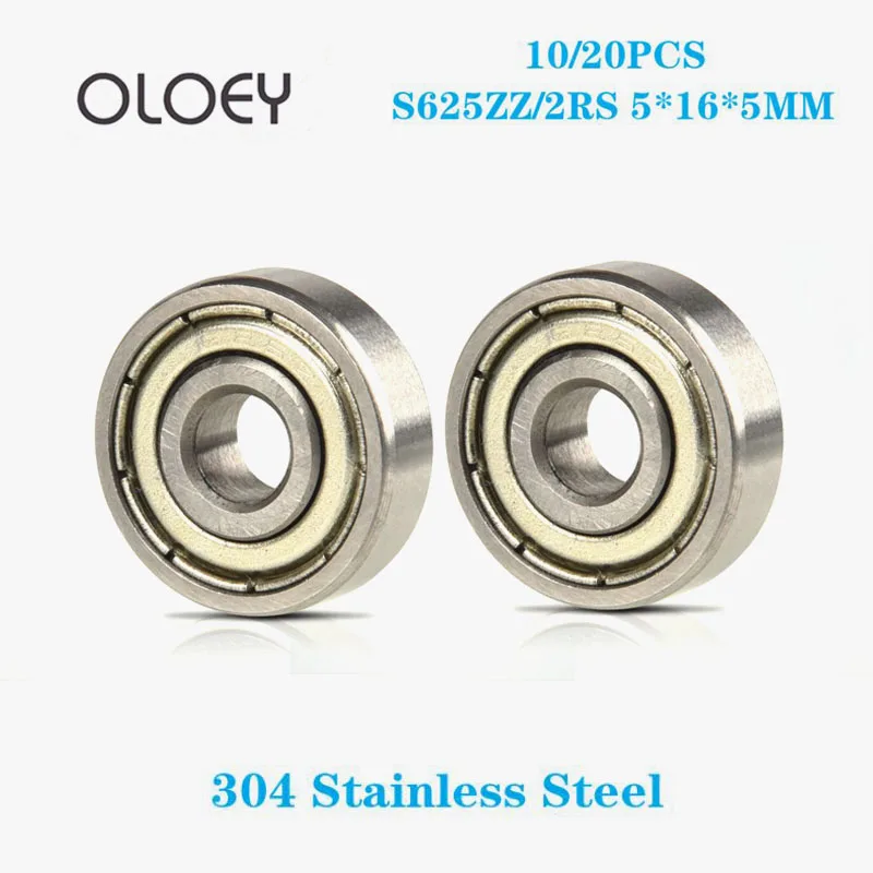 S625ZZ 2RS 10/20Pcs Stainless Steel Deep Ball Bearing  5x16x5 mm  S625ZZ Ball Bearing Corrosion Resistance And High Quality