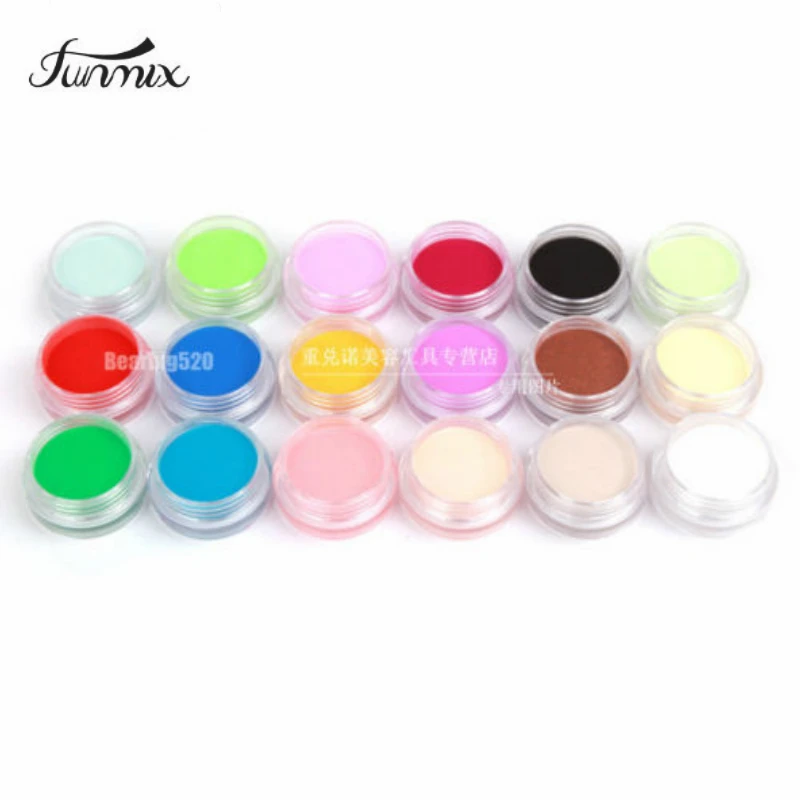 Fashion 18 Colors Nail Art Sculpture Acrylic Carving Powder Cosmetic Pot Nail Kit Decoration