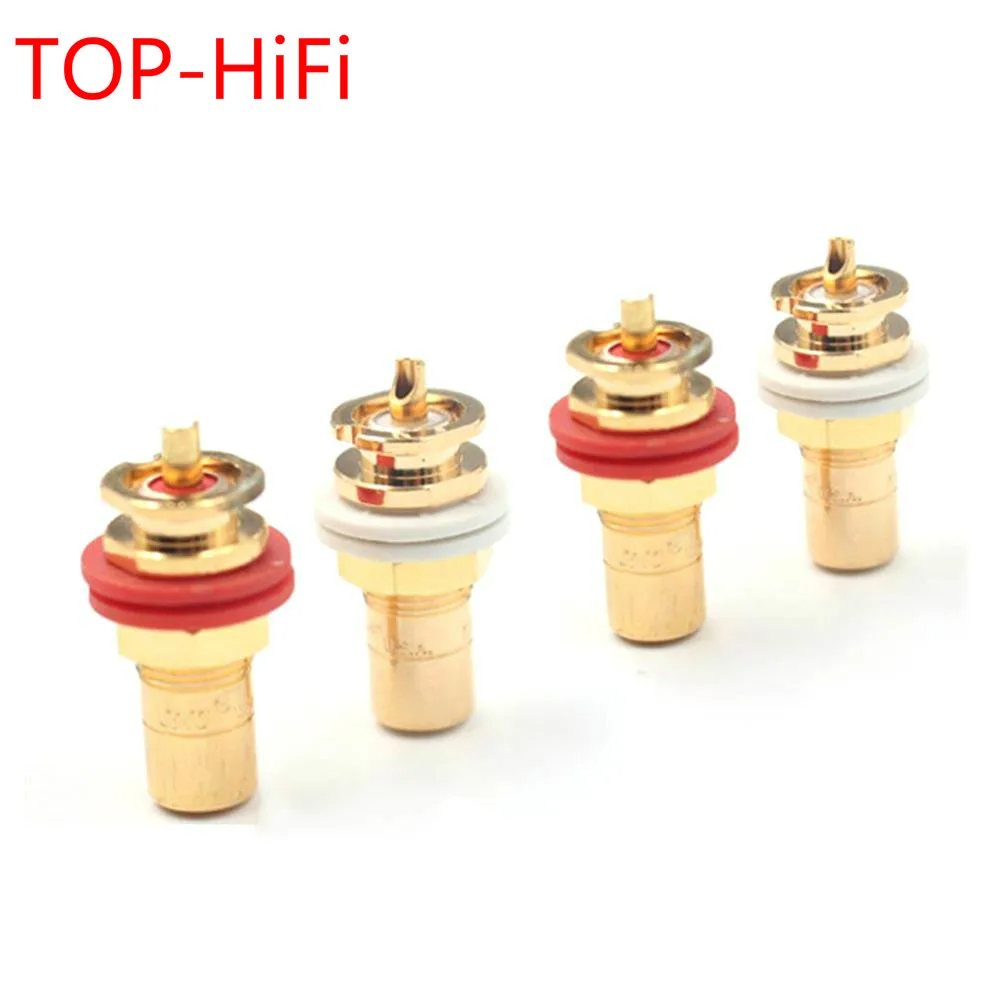 TOP-HiFi 4pcs  CMC Audio Panel Mount Gold Plated RCA Female Socket plug Jack Audio Amplifier Chassis Phono Connector