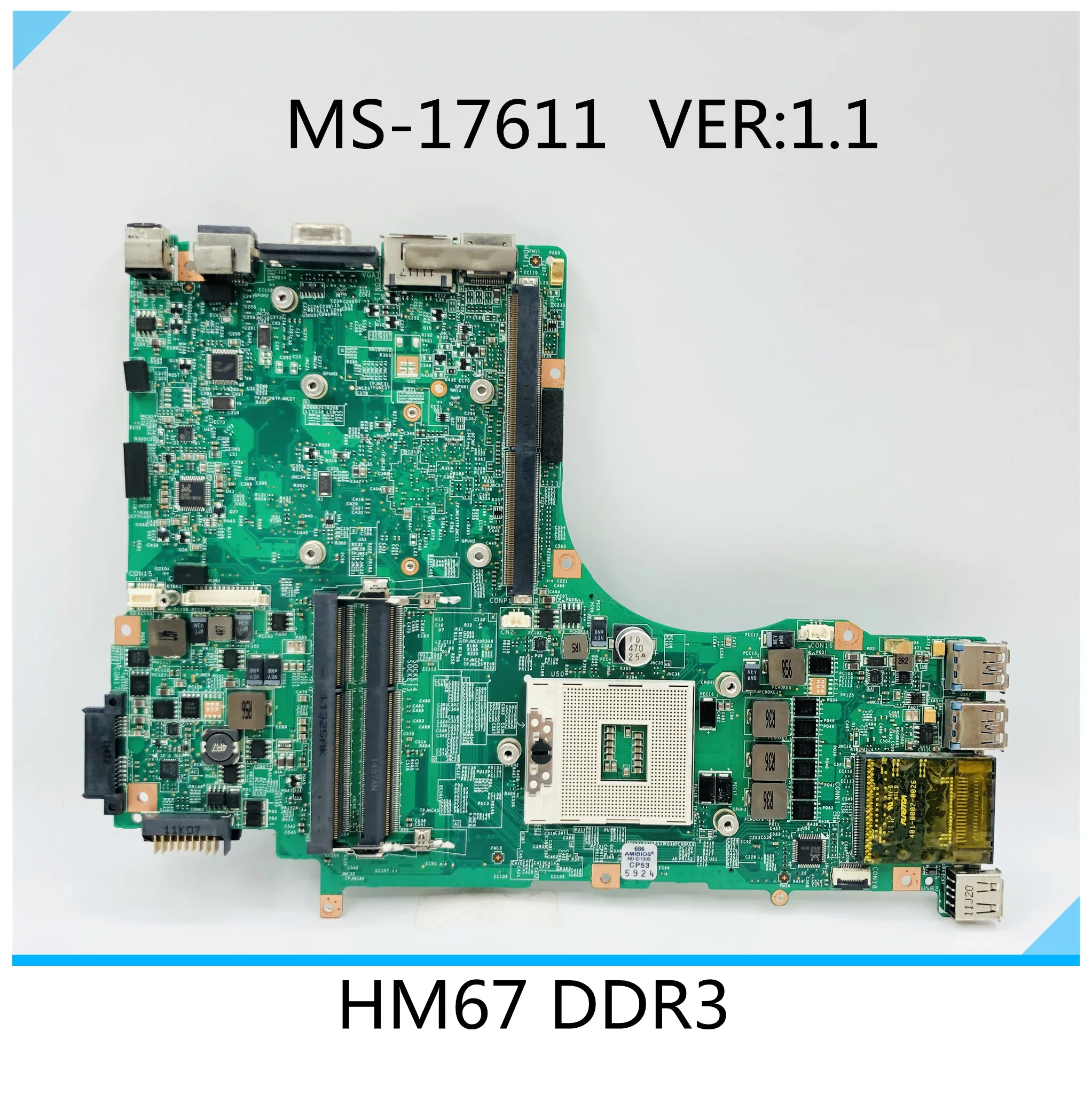 For MSI GX780R GT780 GT780R GT780DX GT780DXR Laptop Motherboard MS-17611 VER:1.1 DDR3 HM67 Mainboard 100% Tested Fast Ship