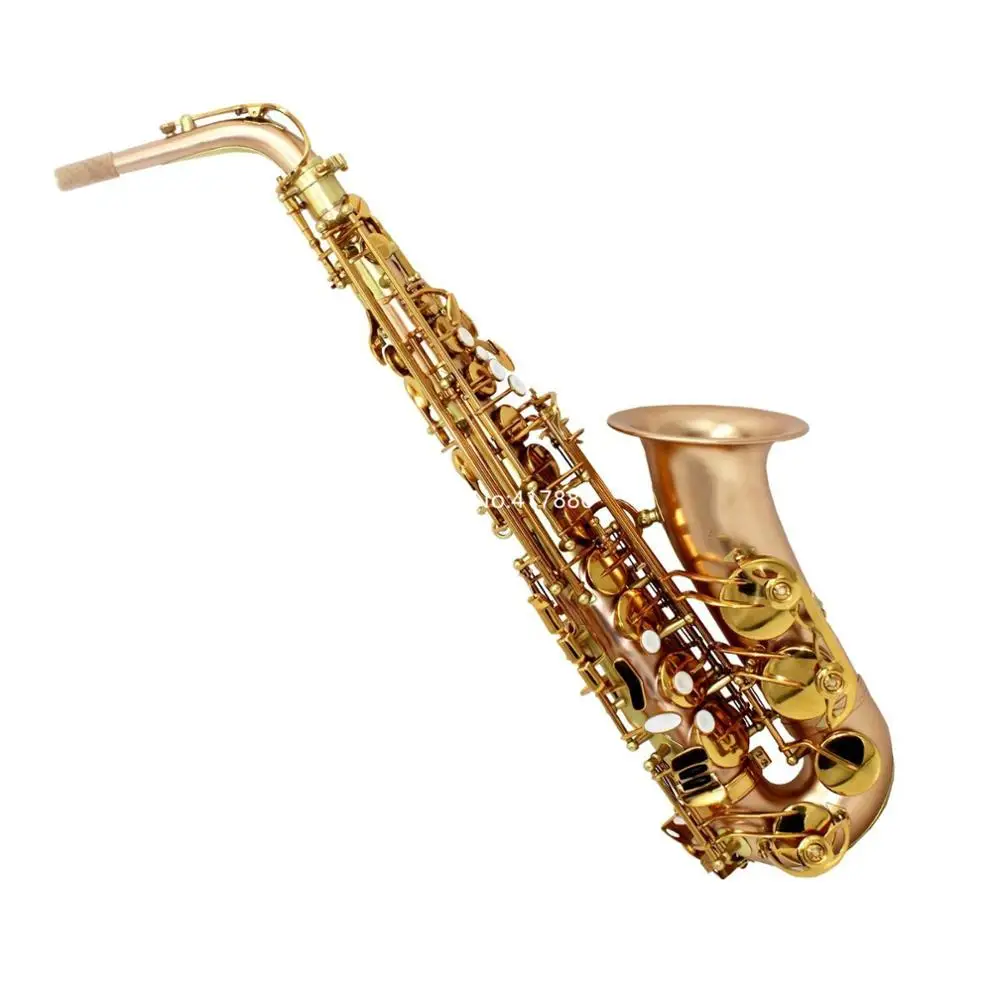 Popular Alto Saxophone Eb Tune Gold lacquer Brass Keys ribbed construction High F With Case