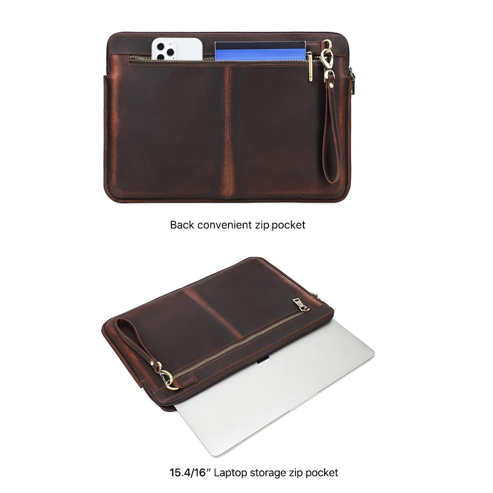 Laptop Briefcase Men For Macbook Air Pro 13 14 15 inch Cowhide Handbag Sleeve Tablet Pouch Case  Lenovo Thinkpad Matebook Funda