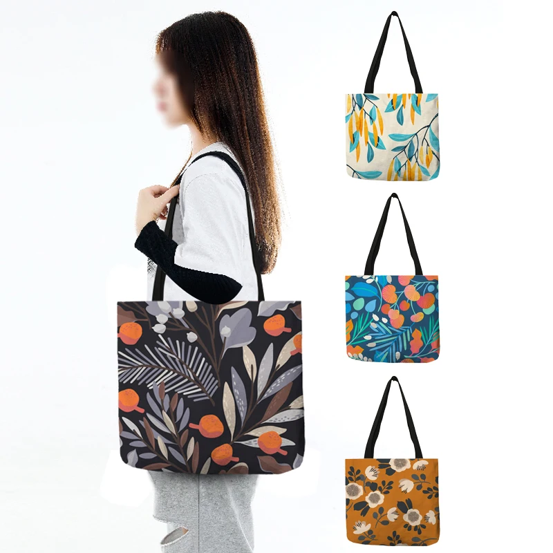 

Vintage Floral Fruit Art Design Handbag Women Large Tote for Shopping Traveling Ladies Reusable Shopper Bags for Groceries