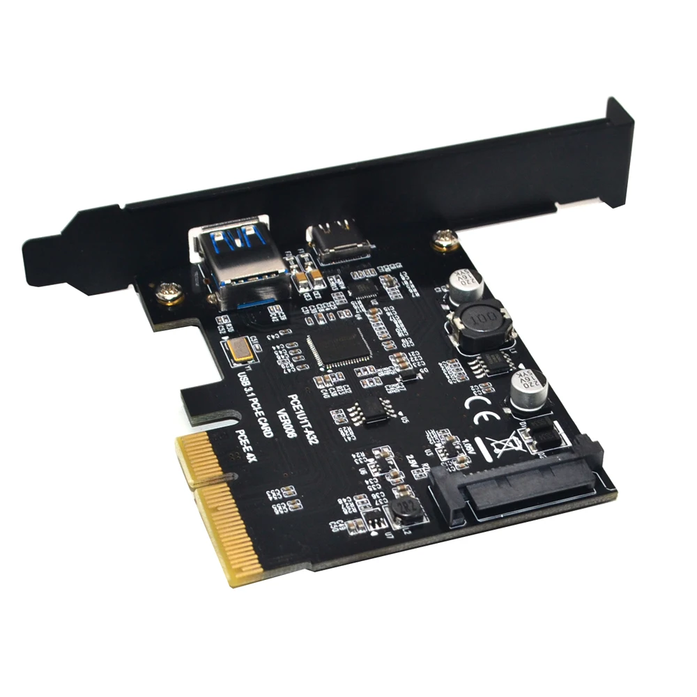 Add On Card USB 3.1 Type C PCIe Expansion Card PCI-e to 1 Type C and 1 Type A 3.0 USB Adapter PCI Express Riser Card For Desktop