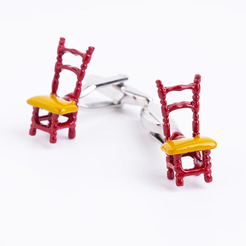 Novelty Mens Cufflinks Funny Chair Red Green Yellow Colors Cuff Links Toy Jewelry For Party Birthday Gift Wholesale Retail