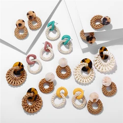 YAOLOGE Acrylic Rattan Earrings 2019 For Women BOHO Drop Tortoiseshell Dangle Earring Fashion Geometric Jewelry Wholesale 2019