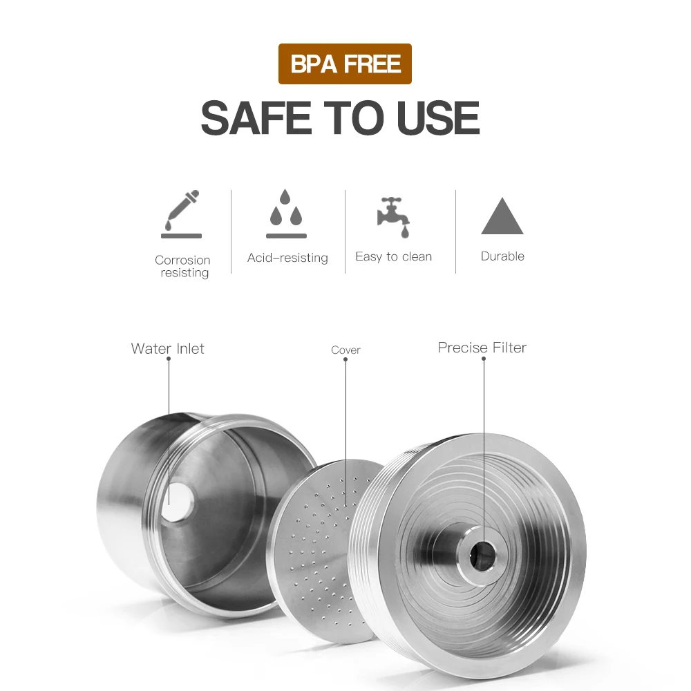 ICalifas For illy coffee Machine Maker/STAINLESS STEEL Metal Refillable Reusable Capsule fit for illy Espresso Cafe