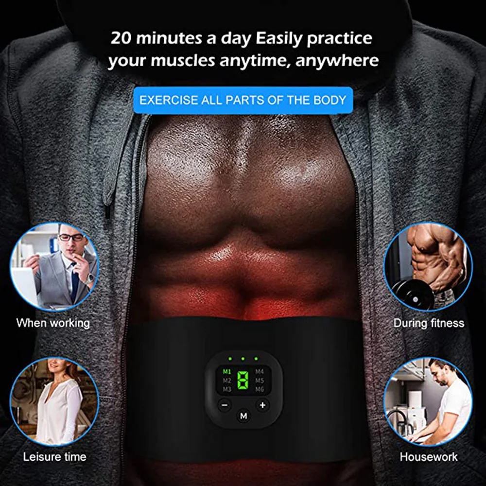 EMS Eletric Muscle Stimulator Abdominal Trainer 6 Modes Slimming Belt Vibrators Sports Equipment Massager For Body