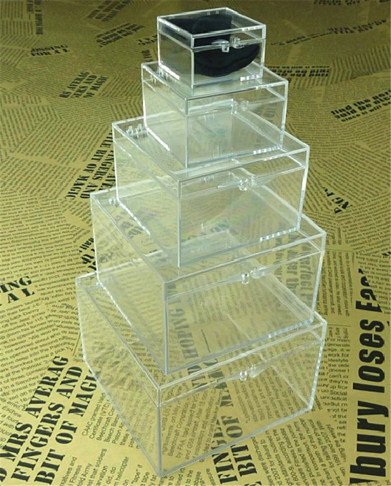 Crystal Nest of Boxes By J.C Magic Close up Magic Tricks Coin Magic Props Gimmick Coin Into Acrylic Box Escape Classic Magic Toy