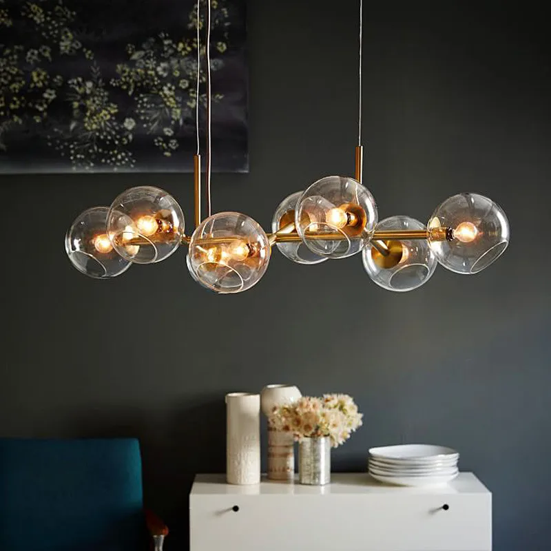 Nordic Concise Glass Ball Pendant Lights Creative Molecule Italy Designer Living Room Kitchen Bar Hanging Light Fixtures