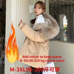 Plus size fox fur collar coat women's winter pregnant women plus velvet thick warm down cotton coat women's winter parka coat