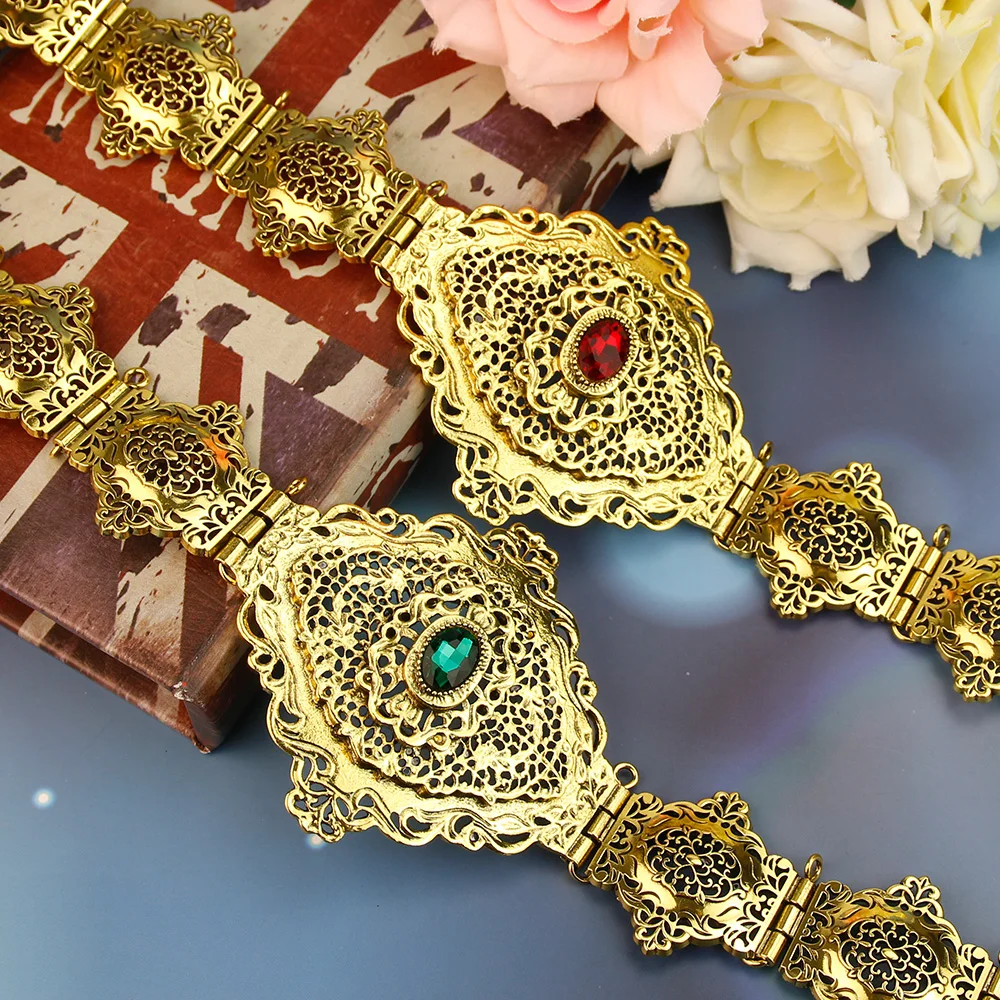 Ancient Bronze Color Algeria Women Belt Morocco Caftan Belt Bride Wedding Jewelry Arabid Traditional Abaya Waist Chain Gift