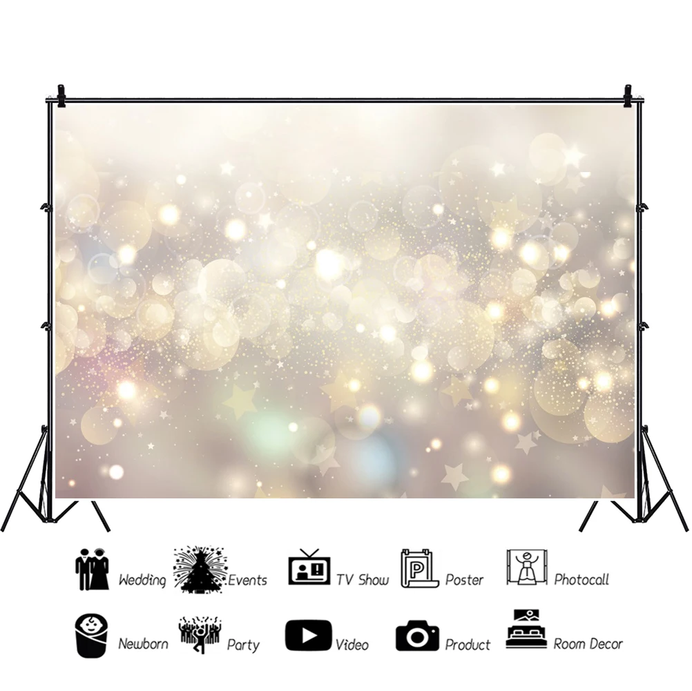 Laeacco Golden Light Bokeh Glitter Newborn Birthday Portrait Custom Photo Photography Backdrop Photo Background For Photo Studio