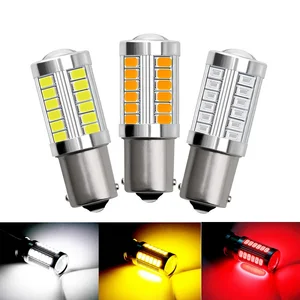 LED -Auto -Blinker Licht, weiße Parklampen mit Reverse Brems, Py21W, P21, 5W, 1156, Ba15s, 1157, Bay15d, 12 V, 33SMD, 7000k, 1 Stc 8 Hauptverkauf Pajero 1 - №2