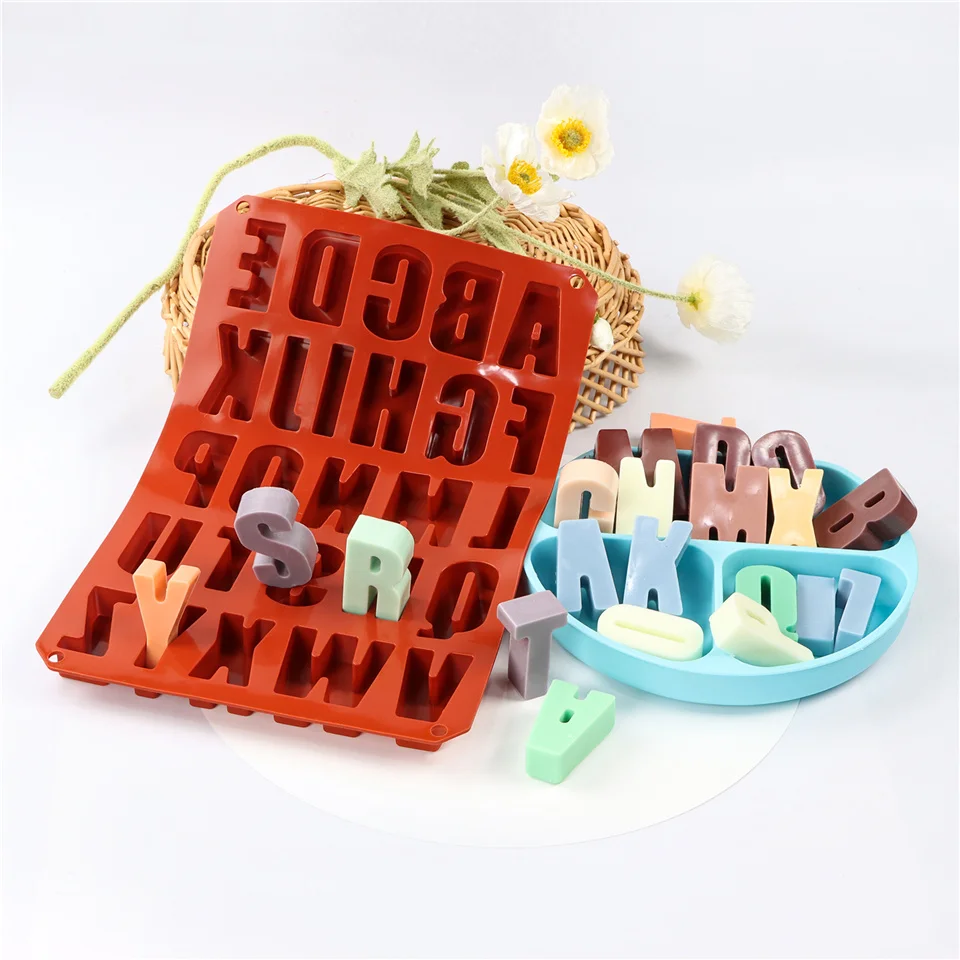 26 Letters Silicone Numbers Cake Mold English Alphabet Soap Pan Baking Cake Making Chocolate Decorating Sugarcraft Soft Mould