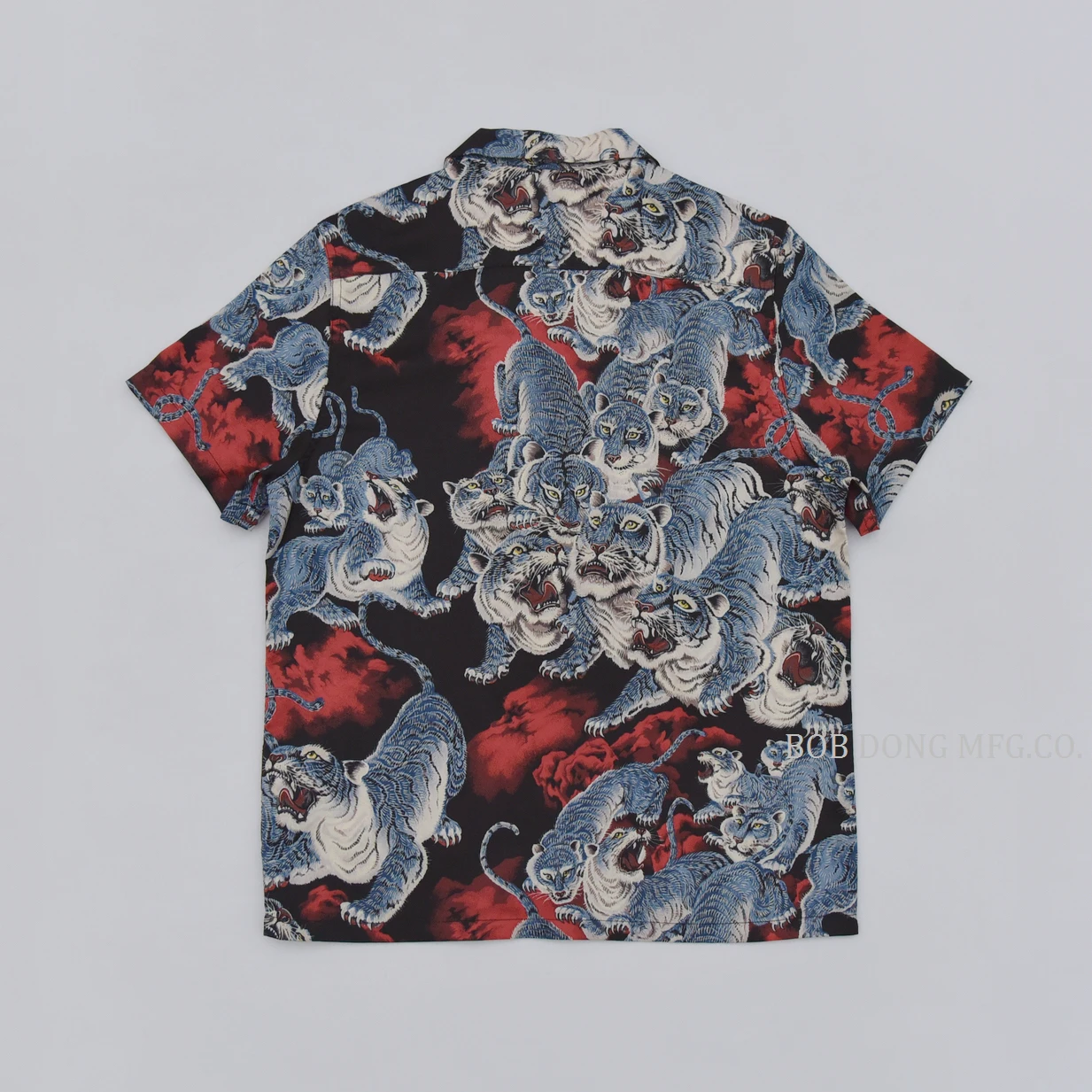 BOB DONG One Hundred Tigers Hawaiian Shirts Men Tropical Aloha Short Sleeve