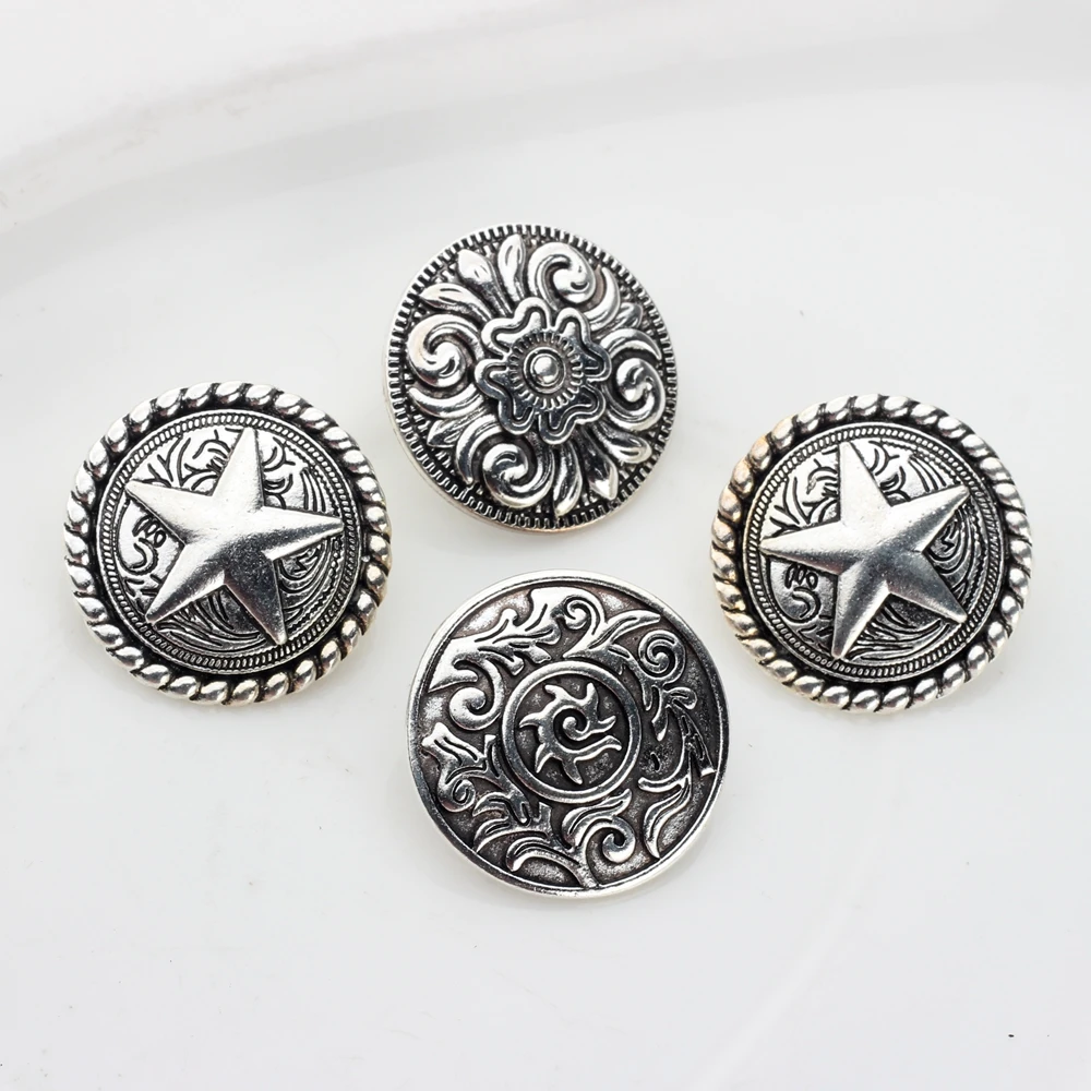 CONCHO Zinc Alloy Round Shape Plating Vintage  Decorative Buttons Charms Pendants 3pcs/lot 30MM for DIY Accessories