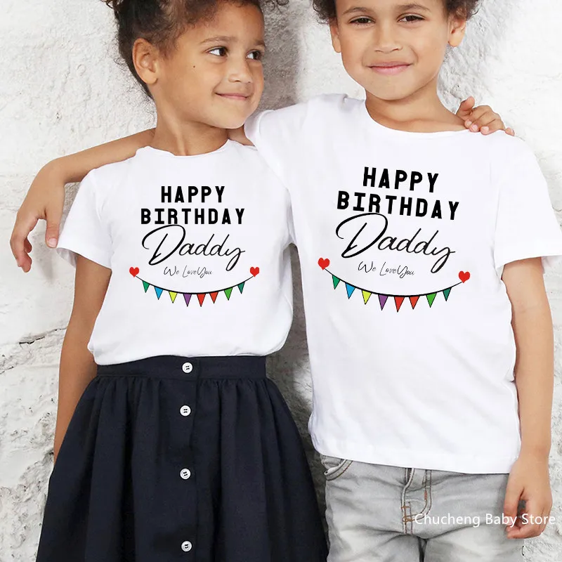 Happy Birthday Daddy Mother and Kids Family Matching Tshirts Clothes Gift to Dad Mom Daughter Son Birthday Party Wear Tshirts