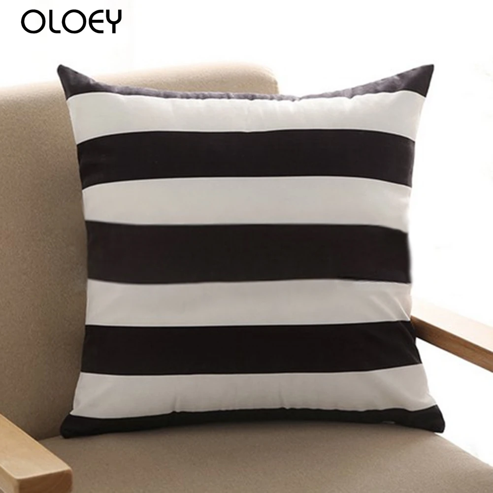 Simple Style Stripe Plush Pillow Case Living Room Sofa Elegant Decor Cushion Cover 45x45 Cm Bedroom Square Soft Pillowcover