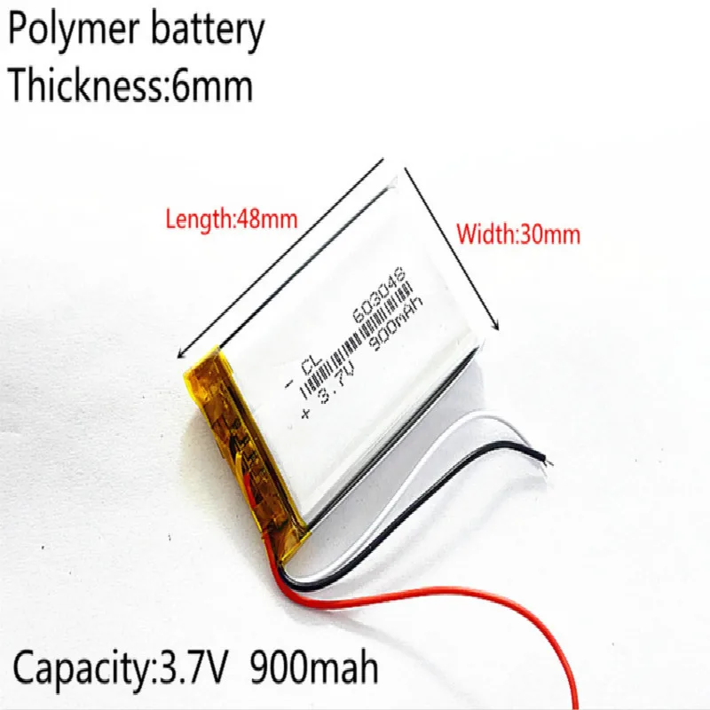 3 line  3.7V 900mAh 603048 Lithium Polymer Li-Po li ion Rechargeable Battery cells For Mp3 MP4 MP5 GPS  mobile bluetooth