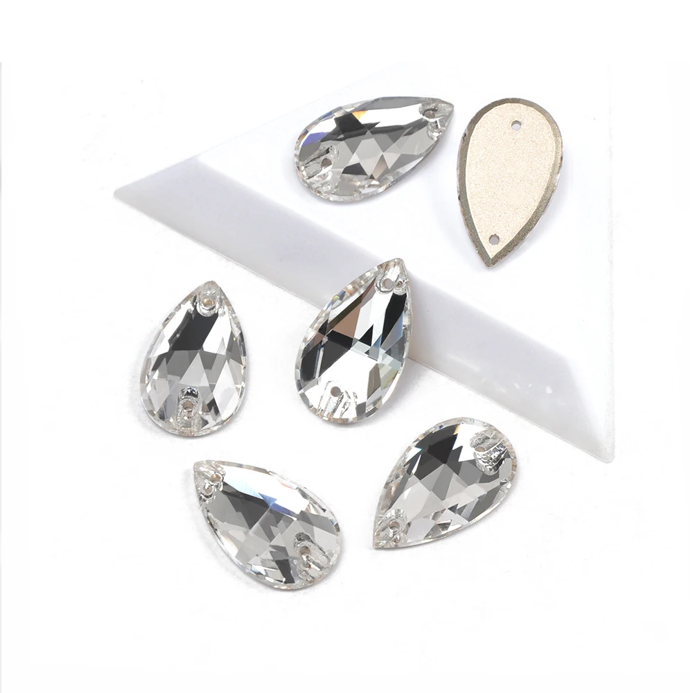 YANRUO All Shape Clearly Crystal Chamfer Flatback Rhinestones DIY Crystal Sewing Craft Glass Crystal For Wedding Dress