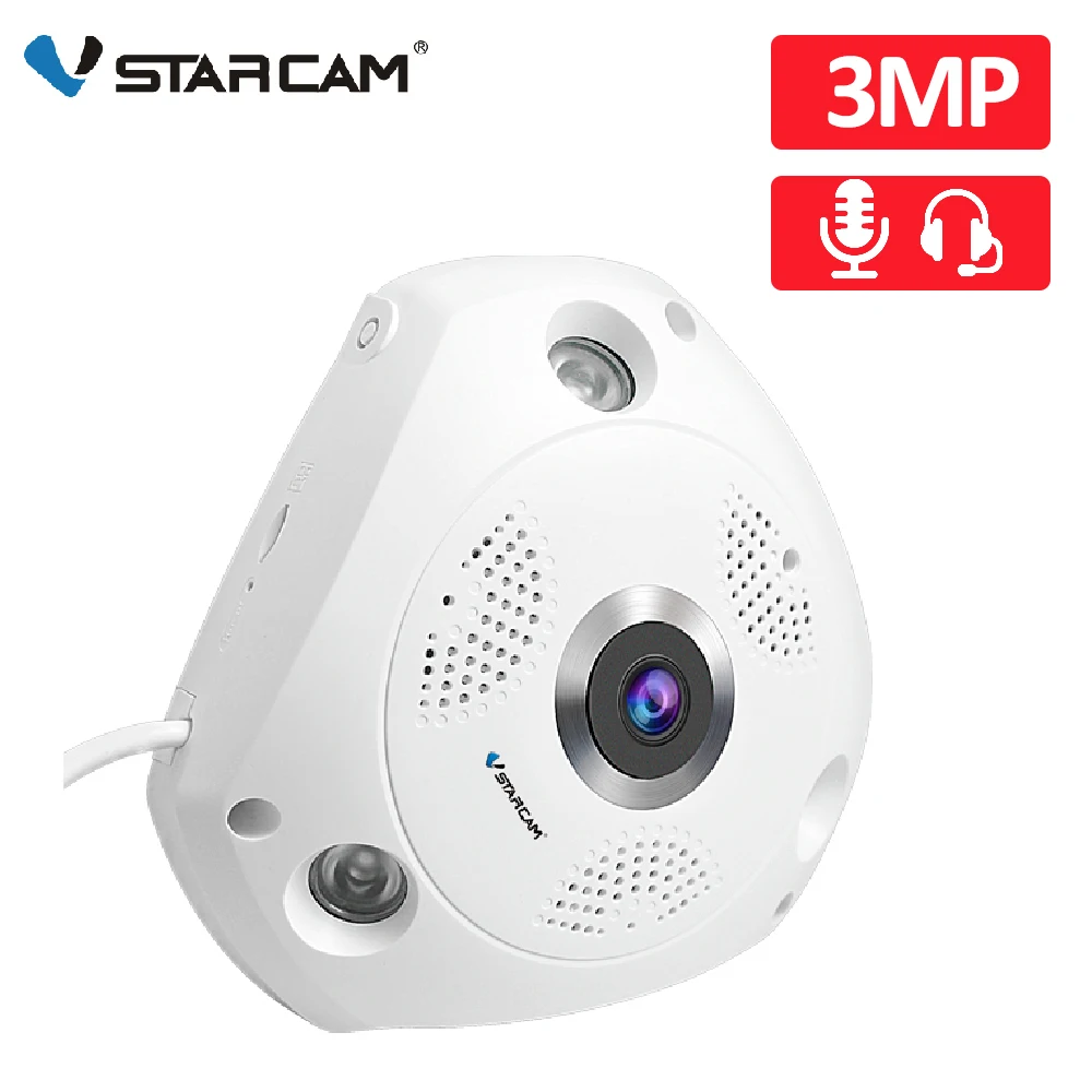 3MP 1296P V380 APP  360 Degree Panoramic View VR Camera Motion Detection IP Camera