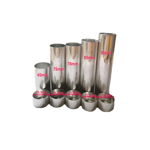 Cartucho de aluminio vacío para laboratorio Dental con tapas para cuentas flexibles, inyector para dentadura, trabajo acrílico, diámetro 25,5mm, 5 longitudes