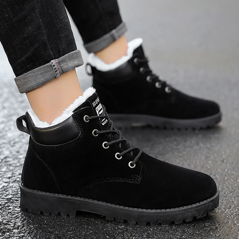 2021 New Winter Snow Boots Men's High Quality Warm Cotton Shoes Youth Versatile Cotton Boots Waterproof Antiskid Men's Boots