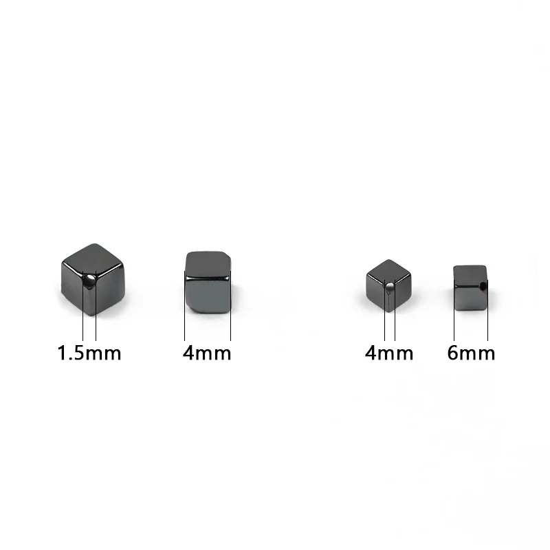 WLYeeS Diagonal Cube Hematite Beads Natural Stone square Spacer Loose Beads for Jewelry Bracelet Necklace Making DIY 4*4mm/6*6mm