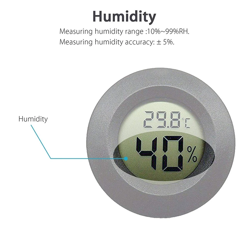 5-pack Hygrometer Thermometer Digital LCD Monitor Humidity Meter Gauge for Humidifiers Dehumidifiers Gre