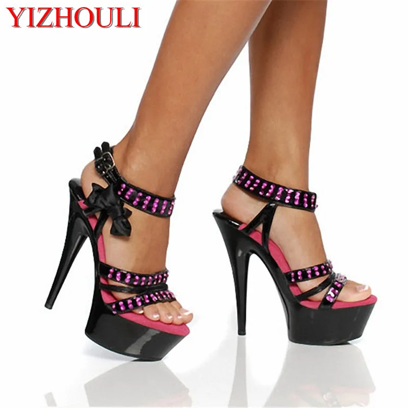 Bowknot adornment Fashion shoes princess party during the new 15 centimeters high heel sandals girlies hollow out shoes