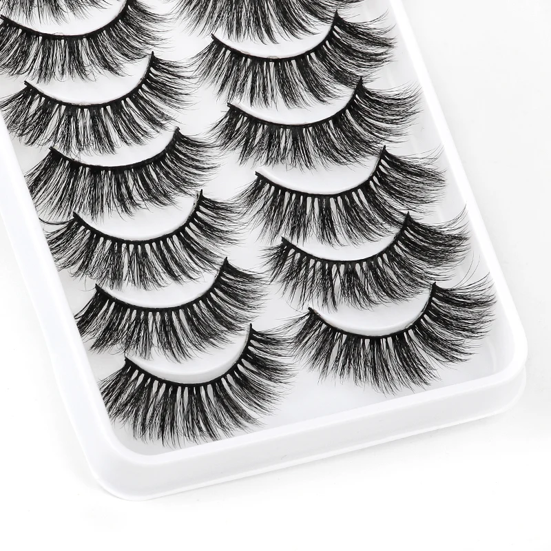 Shidishangpin 5/10Pairs Mink Wimpers Natuurlijke Valse Wimpers Dramatische Piekerige Pluizige Faux Cils Make Fake Lash Groothandel Maquiagem