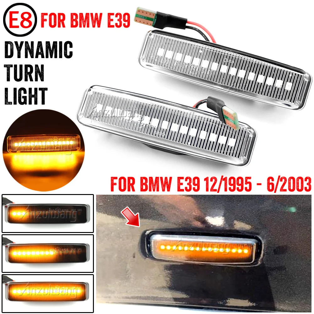 2 sztuki dynamiczne kierunkowskaz Led boczne światła dla BMW znacznikowe 5 serii E39 M5 1998 1999 2001-2003 płynące sekwencyjne światło migacza