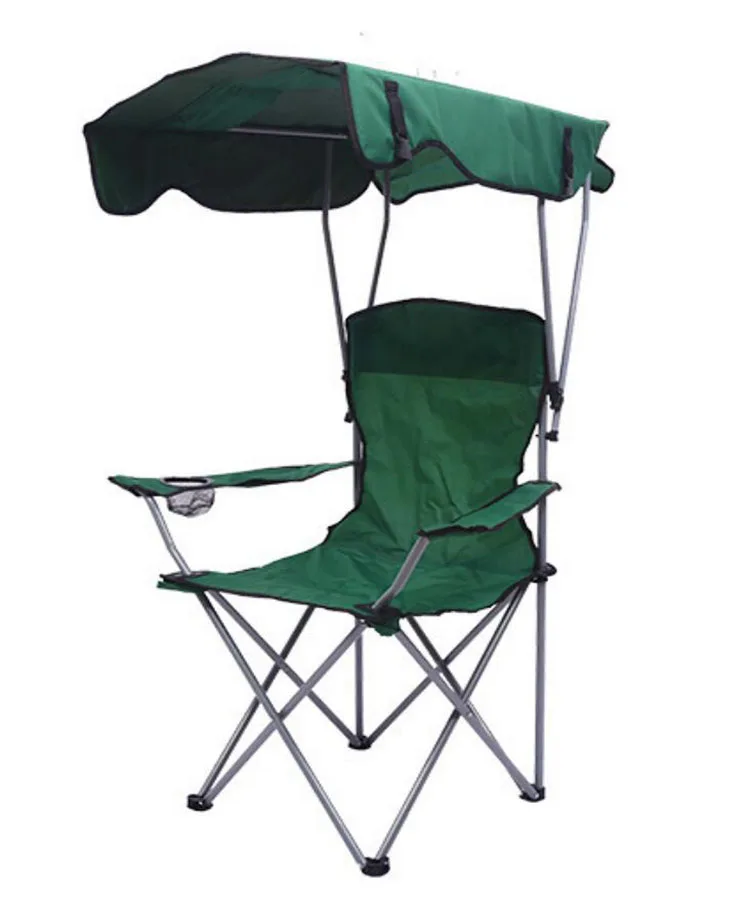 Outdoor Folding Canopy Fishing Chair Reclining Camping Chairs With Footrest Lightweight Portable Relex Comfortable Seat Chair