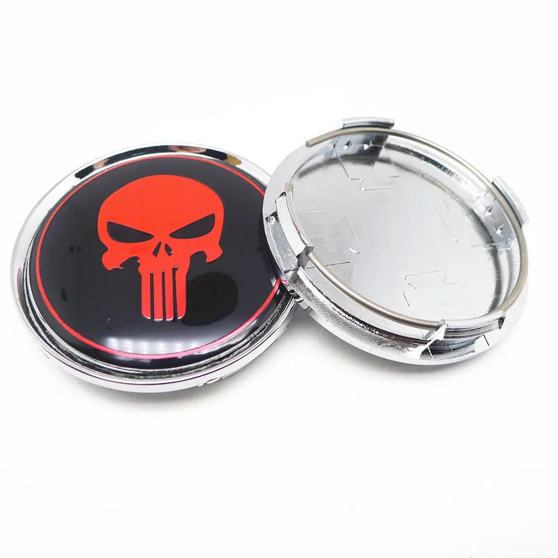 4Pcs 63mm Skull Car Wheel Center Hub Emblem Badge Cap Covers Auto Styling Accessories