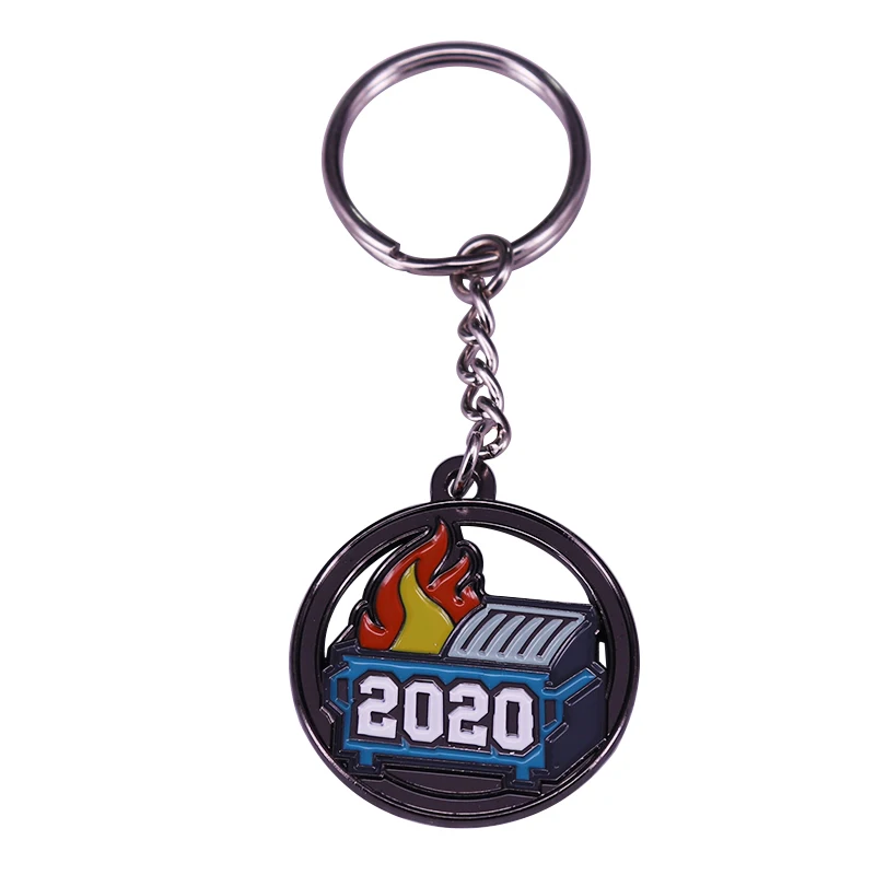 2020 Dumpster Fire Keychain sticker keyring that really captures the year, Symbolic jewelry Accessory