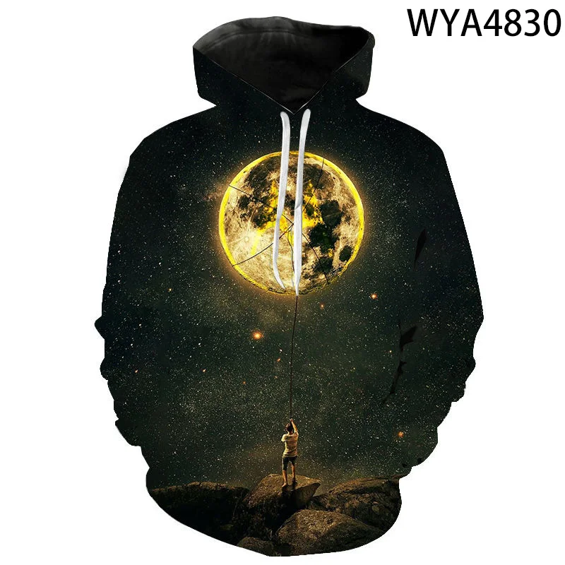 Fashion Hoodies Men Women Children Moon 3D Print Sweatshirts Cool 2020 New Casual Long Sleeve Boy Girl Pullover Hoody