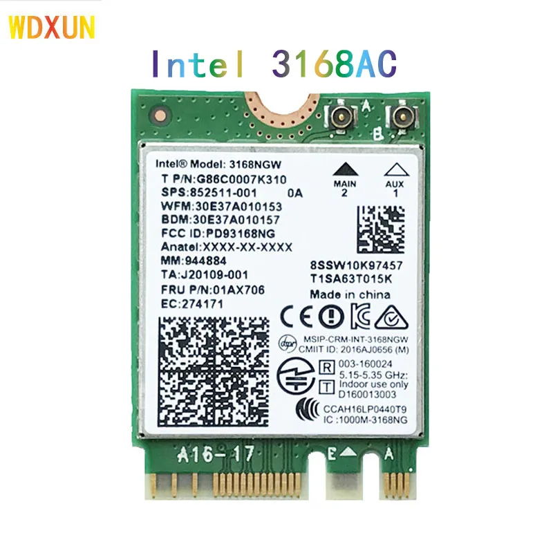 Wireless dual band 600 mbps wireless network card wi-fi receiver intel 3168ac 3168ngw ngff m.2 802.11ac wifi bluetooth 4.2 card