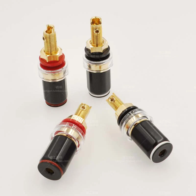 High quality pure copper gold plated speaker amplifier welding-free wire column banana plug socket M8 screw image 3