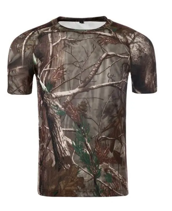 Male Outdoor Camouflage Shirt Quick Dry Breathable Tights Army Tactical T-shirt Mens Compression Fitness Summer Hiking T Shirts