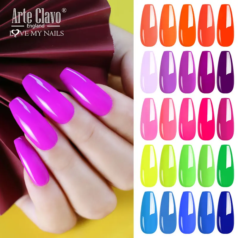 Arte Clavo Gel Nagellak Led Lamp Fluorescerende Kleur Manicure Matt Base Top Coat Losweken Semi Permanant Nail Gel vernissen