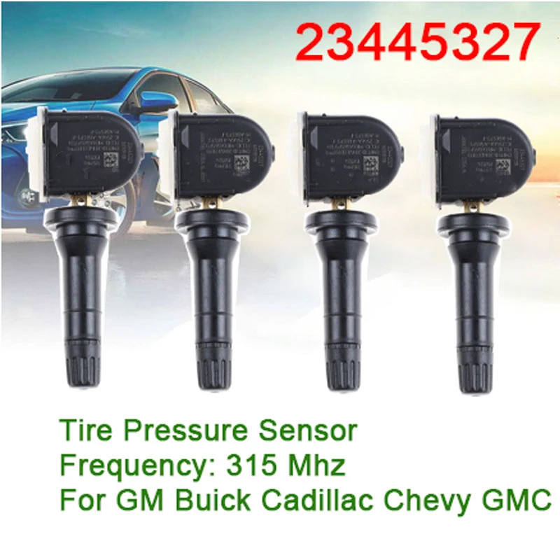 4PCS For Buick Cadillac Escalade DTS Chevy GMC 1500 2500 3500 315Mhz 23445327 13598771 13598772 13589597 Tire Pressure Sensor