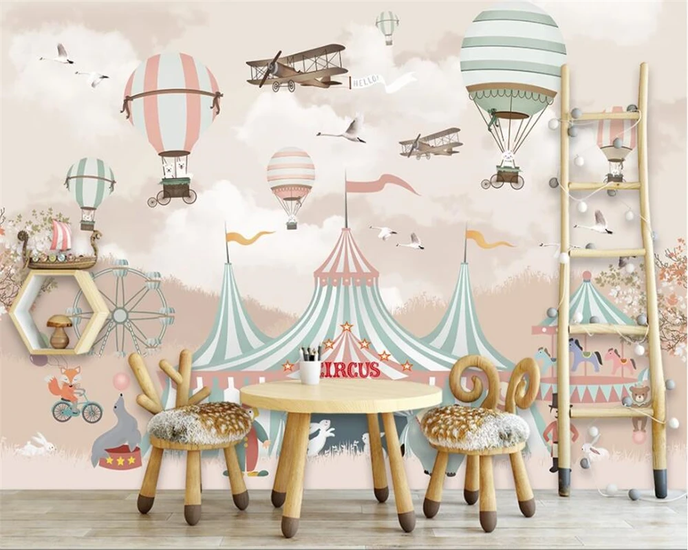 

Beibehang Custom wallpaper mural Cartoon hot air balloon Children room background wall 3d wallpaper papier peint mural 3d