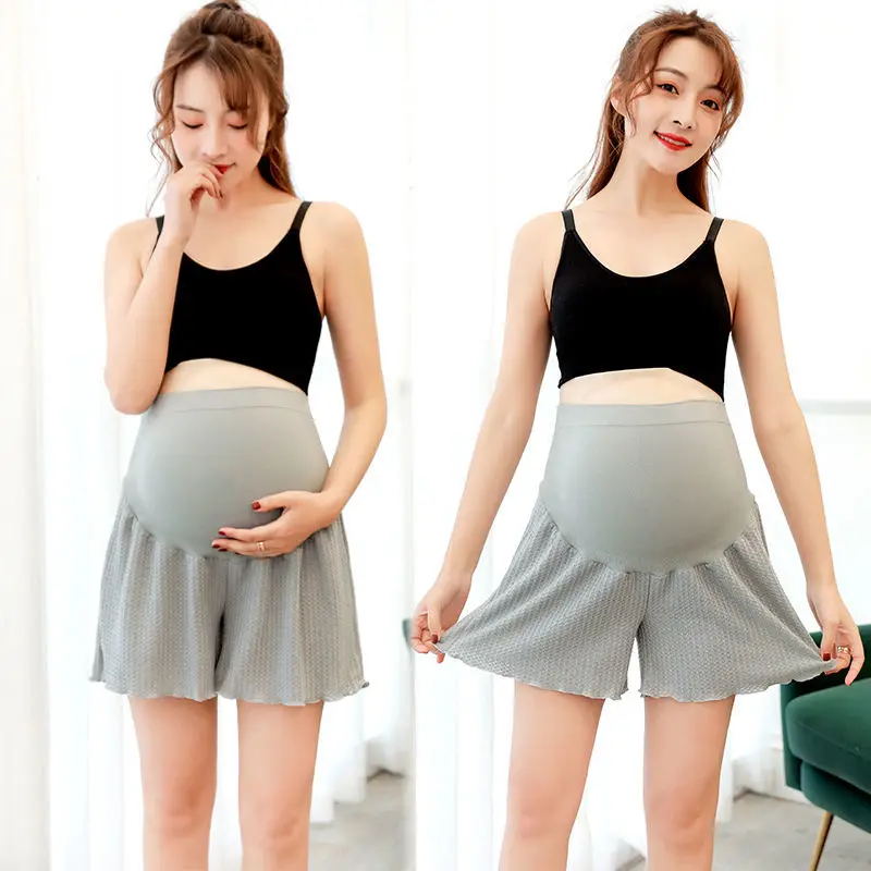 Maternity Summer Shorts Stretchy High Waist Fitness Short with Pocket Pregnant Pants Soft Abdomen Shorts Women Maternity Clothes