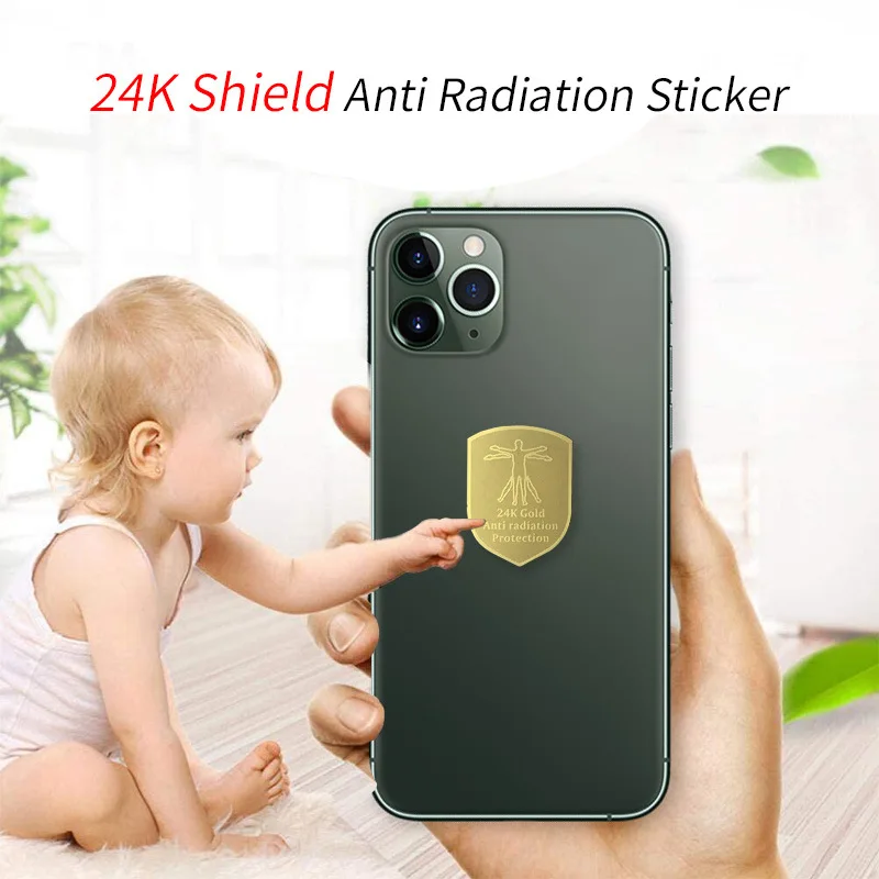 Mobile Phone Anti Radiation Stickers  24K gold RadiSafe 3G | 4G 5G EMR-F-P Protection30pcs/lot